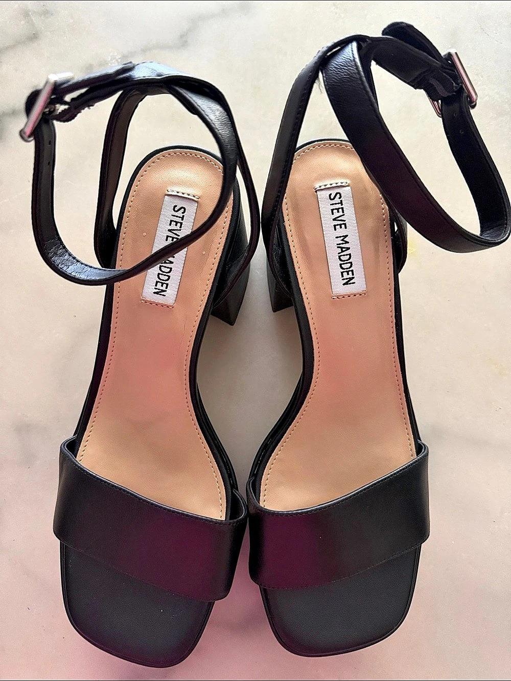 Steve Madden Black Patent Platform Sandal